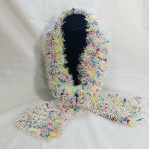 Handmade Knitted 48 Inch Fuzzy Colorful Scarf